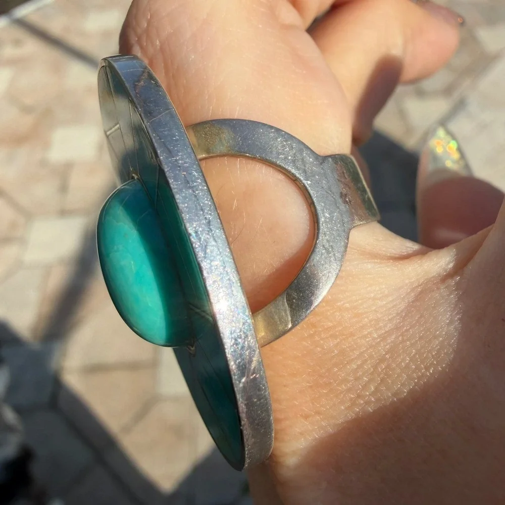 Jay King DRT 925 Silver Turquoise Inlay Statement Ring Sz 6.5 Oval Southwestern - Picture 5 of 13